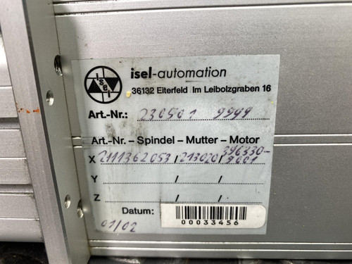 ISEL Automation 23509-9444 Ball Screw Linear Actuator 396330-9001 Motor