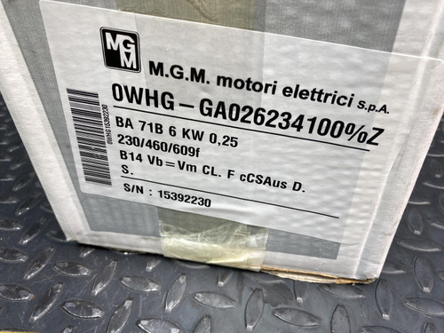 M.G.M. Electric Motors BA 71B6, 230/460, 0.25 kW Motor