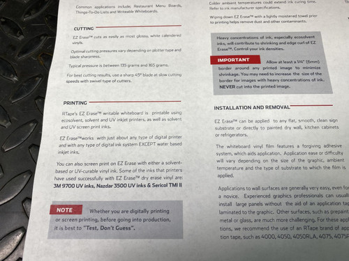 R.Tape EZ Erase Dry Erase Vinyl 48 Inch x 50 Yard