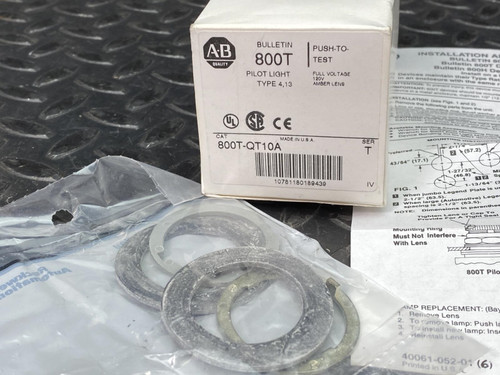 Allen Bradley 800T-QT10A Pilot Light, Series T, Amber Lens -Unused