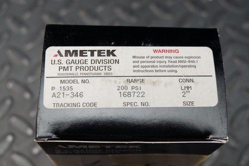 Ametek P1535 Corrosion Resistant Gauge 200 PSI 2" Face 1/4" LMM Connector NEW