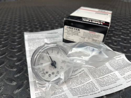 Ametek C1535 Corrosion Resistant Gauge 30-0-30 PSI 2" Face CBNPT 1/4"Connector AMETEK