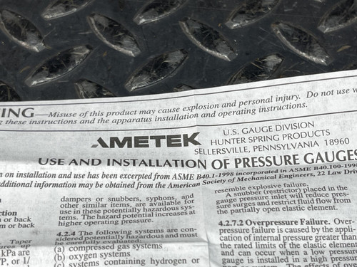 Ametek C1535 Corrosion Resistant Gauge 30-0-30 PSI 2" Face CBNPT 1/4"Connector