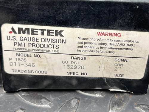 Ametek P1535 Corrosion Resistant Gauge 60 PSI 2" Face 1/4" CBM Connector NEW