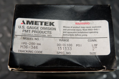 Ametek IPS-200-HA Indicating Pressure Switch Gauge 30-0-100 PSI 2" Face, 1/4"LMF