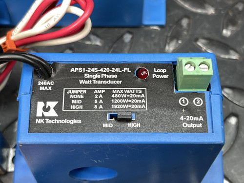 Lot of 2 NK Technologies ASP1-24S-420-24L-FL Single Phase Watt Transducers