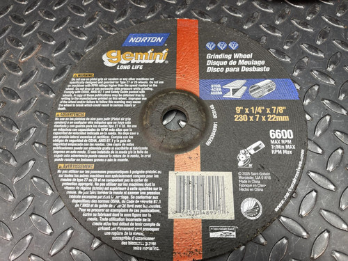 Lot of 3 Norton Gemini Long Life DC914G Grinding Wheel 9" x 1/4" x 7/8"