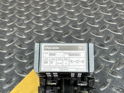 Lot of 2 Cutler Hammer ARA40, 766A030G01 4 Pole Relay Control Deck Adder