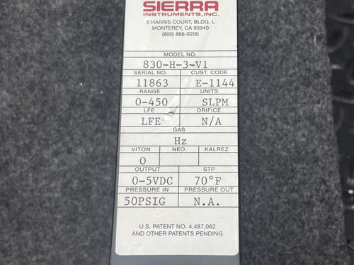 Sierra Side Trak Mass Flow Controller 830-H-3-V1