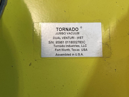 Tornado 95961 Jumbo Vacuum, Dual Venturi, Wet, Pneumatic, 55 Gal Tank w/ Cart