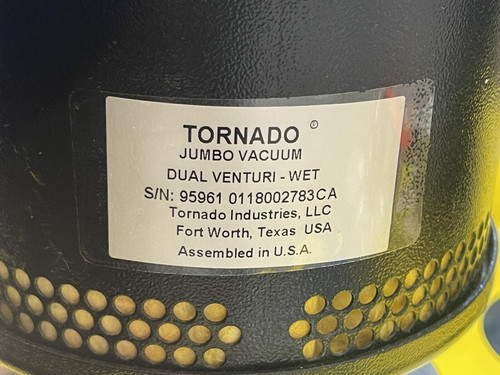 Tornado 95961 Jumbo Vacuum, Dual Venturi, Wet, Pneumatic, 55 Gal Tank w/ Cart