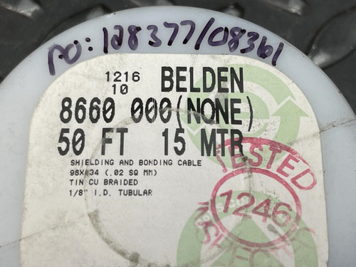 50 FT Belden 8660-000-50, Shielding Bonding Cable, 1/8", Braided