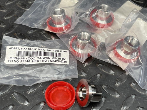 Lot of 5 - MKS 100312301 Flange Adapter, NW16 Flange to 0.25" Female NPT
