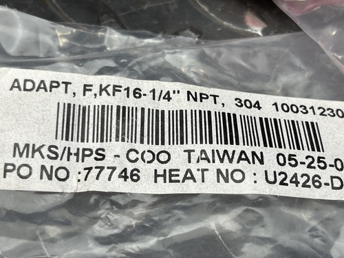 Lot of 5 - MKS 100312301 Flange Adapter, NW16 Flange to 0.25" Female NPT