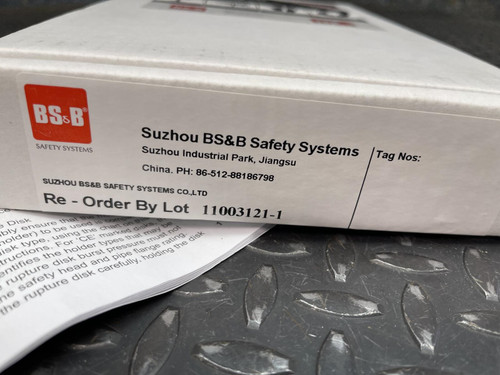 BS&B Safety Systems Rupture Disk 1", 11003121-1, 132 PSI, 65ºF, 316 Ni, -Unused