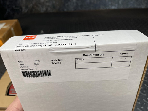 BS&B Safety Systems Rupture Disk 1", 11003121-1, 132 PSI, 65ºF, 316 Ni, -Unused