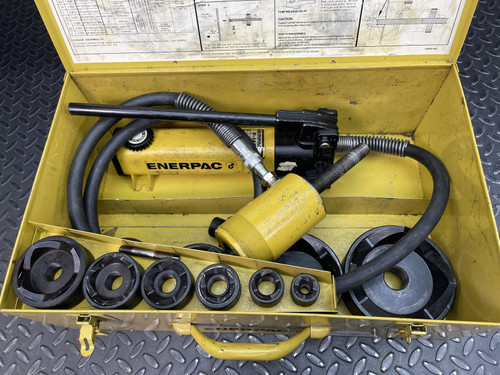 Enerpac 10 Piece Knockout Punch Set w/ P-142 Hydraulic Hand Pump