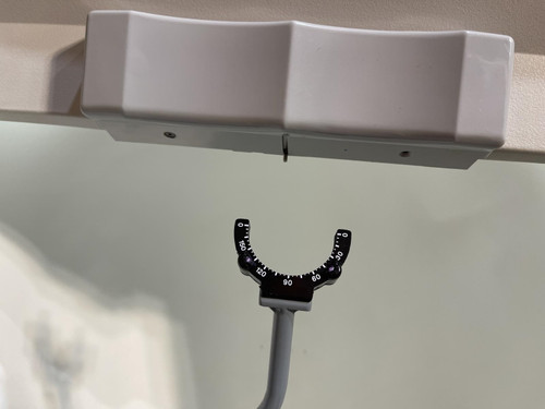 Detailed close-up of the Carl Zeiss Meditec Humphrey Visual Field Analyzer 750i's chin rest and face positioning mechanism within the testing area.