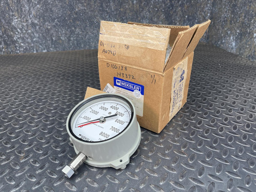Weksler Pressure Gauge 3 1/2" Face, 0-8000 PSI, EA233PXPRWBX Weksler EA233PXPRWBX