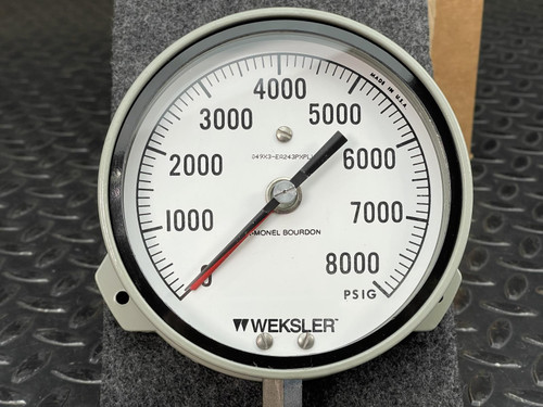 Weksler Pressure Gauge 3 1/2" Face, 0-8000 PSI, EA233PXPRWBX