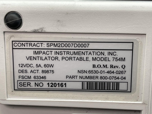 Impact Eagle 754m Uni-Vent Portable Ventilator -Unused