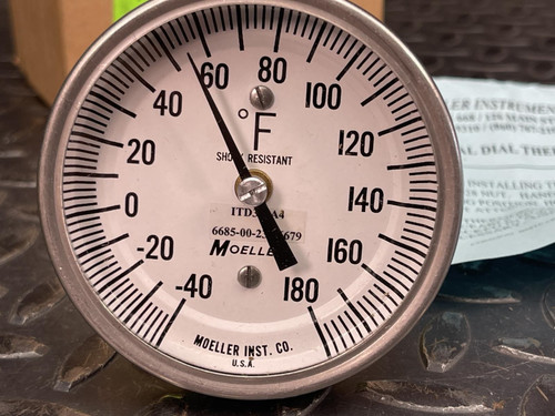 Moeller Thermometer -40 to 180° F. 6685-00-239-6679, ITD318A4, -Unused