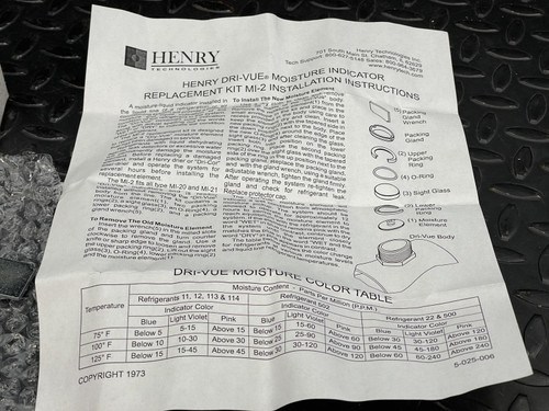 Henry MI-2N Moisture Sight Indicator Replacement Parts Kit -Unused