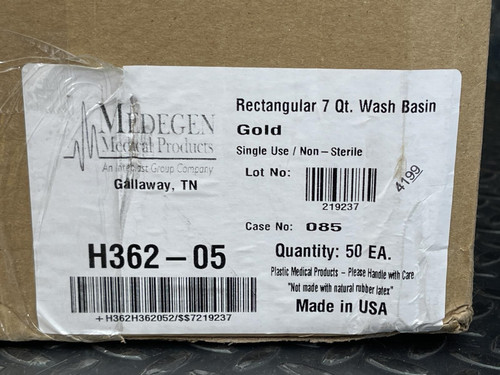 Medegen H362-05 Rectangular Wash Basin Gold, 7 Qt/6.6L Capacity, 13" x 10" 50/CS