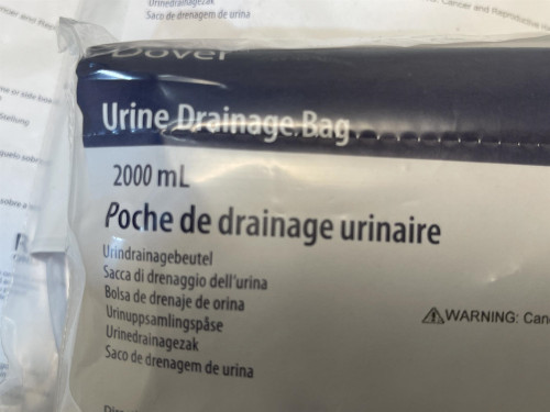 Lot of 5 Covidien Dover 2000 mL Urine Drainage Bag -Unused