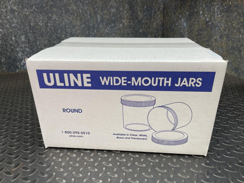 24 - Uline S-9936 Widemouth 16 oz. Plastic Jars with Screw-on Lids