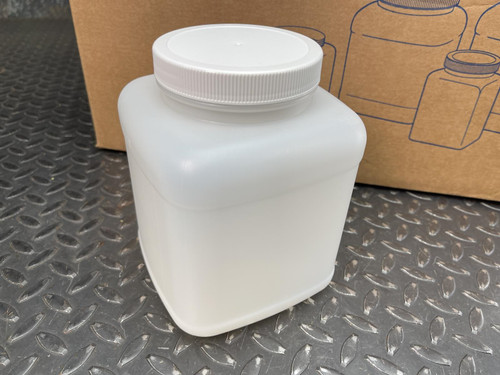 24 - Uline S-8508 Square Wide mouth 64 oz. Plastic Jar w/ Screw-on Lids Uline S-8508