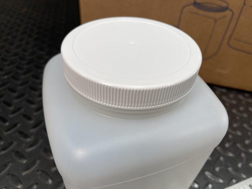 24 - Uline S-8508 Square Wide mouth 64 oz. Plastic Jar w/ Screw-on Lids