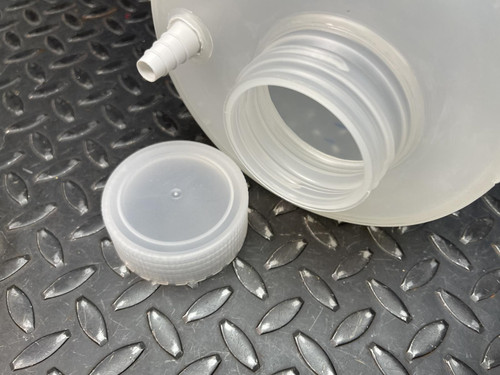 lot of 2 Vitlab p/n Unknown, 8-Pint Threaded Funnel 2-Port Screw Cap