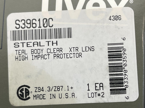 Lot of 4 Uvex High Impact Safety Goggles, S39610C - Teal