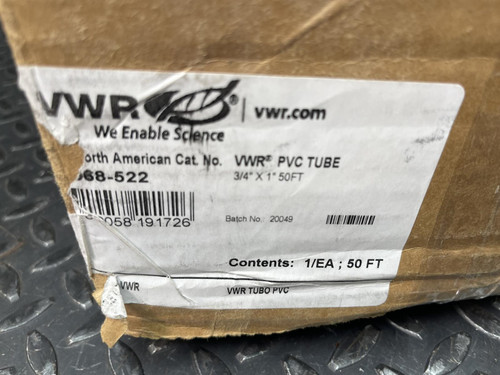 VWR 89068-522 Clear Flexible PVC Tubing 3/4" I.D x 1"O.D., 1/8" Wall - 50 Foot