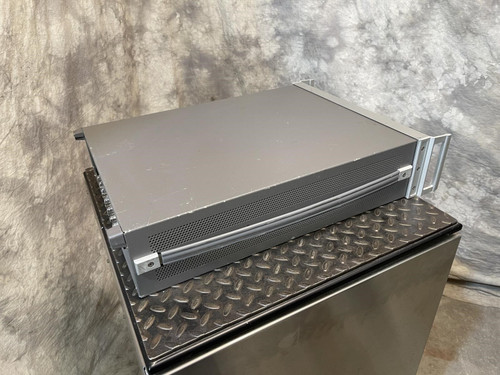 Full top view of the Wiltron 6769B Synthesized Sweep Generator from Obtainium Science and Surplus, placed on a diamond-patterned metal base.