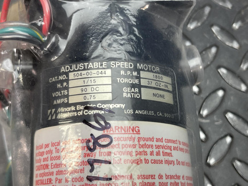 Minarik Electric 504-00-044 Adjustable Speed Motor 1/15 HP, 90 VDC, 1800 RPM