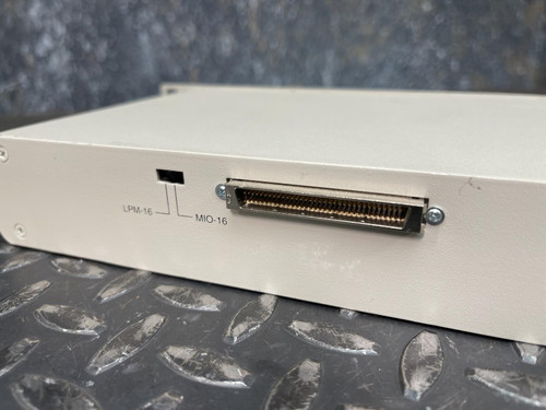 A detailed view of the connector port on the rear of the National Instruments BNC-2090 terminal block, showing its placement and labeling. This BNC Terminal Block is available from Obtainium Science & Industry Surplus.