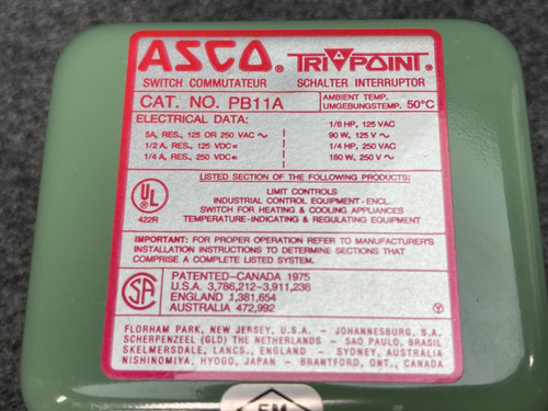 Asco PB11A Tripoint Pressure Switch