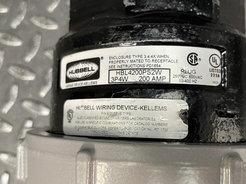 Hubble HBL4200PS2W 3P4W 200 Amp Water Tight Plug