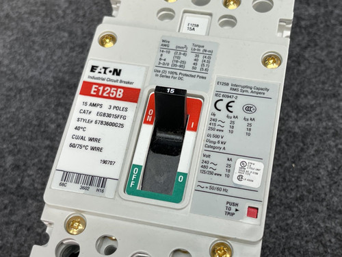 Eaton EGB3015FFG Circuit Breaker 3P 15AMP 480V