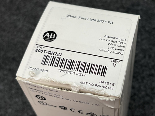Allen Bradley 800T-QH2W Pilot Light 30mm 12-130V AC/DC LED White