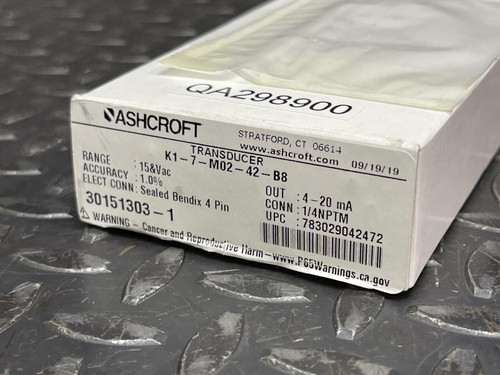 Ashcroft K1-7-M02-42-B8 Pressure Transducer 15#&Vac