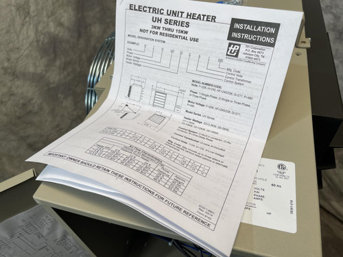 TPI P3PUH15CA1 15KW 480V 3P UH Series Unit Heater Ceiling