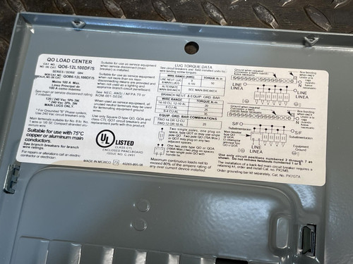 Square D QO Indoor Circuit Breaker Load Center QO612L100DS - Unused