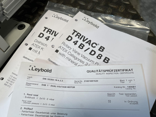 Leybold D4B Trivac Rotary Vane Dual Stage Vacuum Pump -Unused