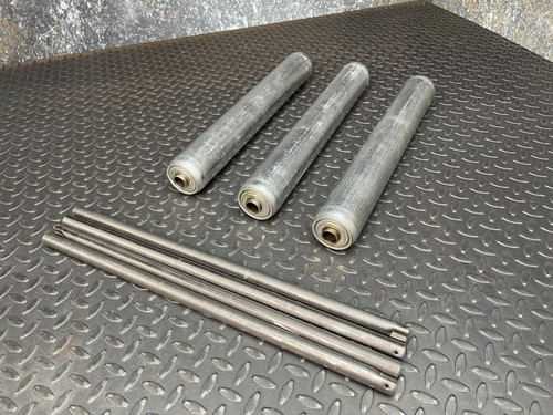 Lot of 3, 16.25" Steel Gravity Conveyor Rollers with 4 Axles - Unused Unknown Does not apply