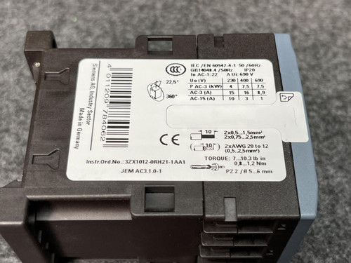 Siemens Sirius 3RT2018-1AB01 Contactor