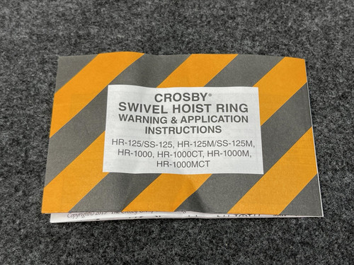 Crosby HR-125 Swivel Hoist Ring, 3/8 - 16, 1000 Lbs - Unused
