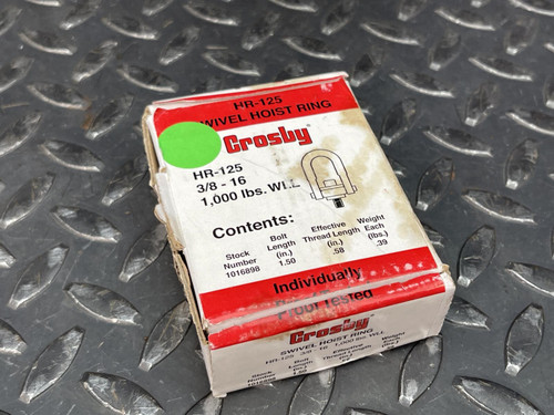 Crosby HR-125 Swivel Hoist Ring, 3/8 - 16, 1000 Lbs - Unused